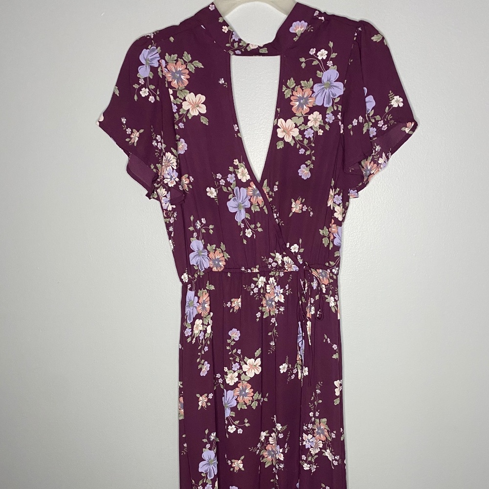 Flowing floral romper with full-length skirt